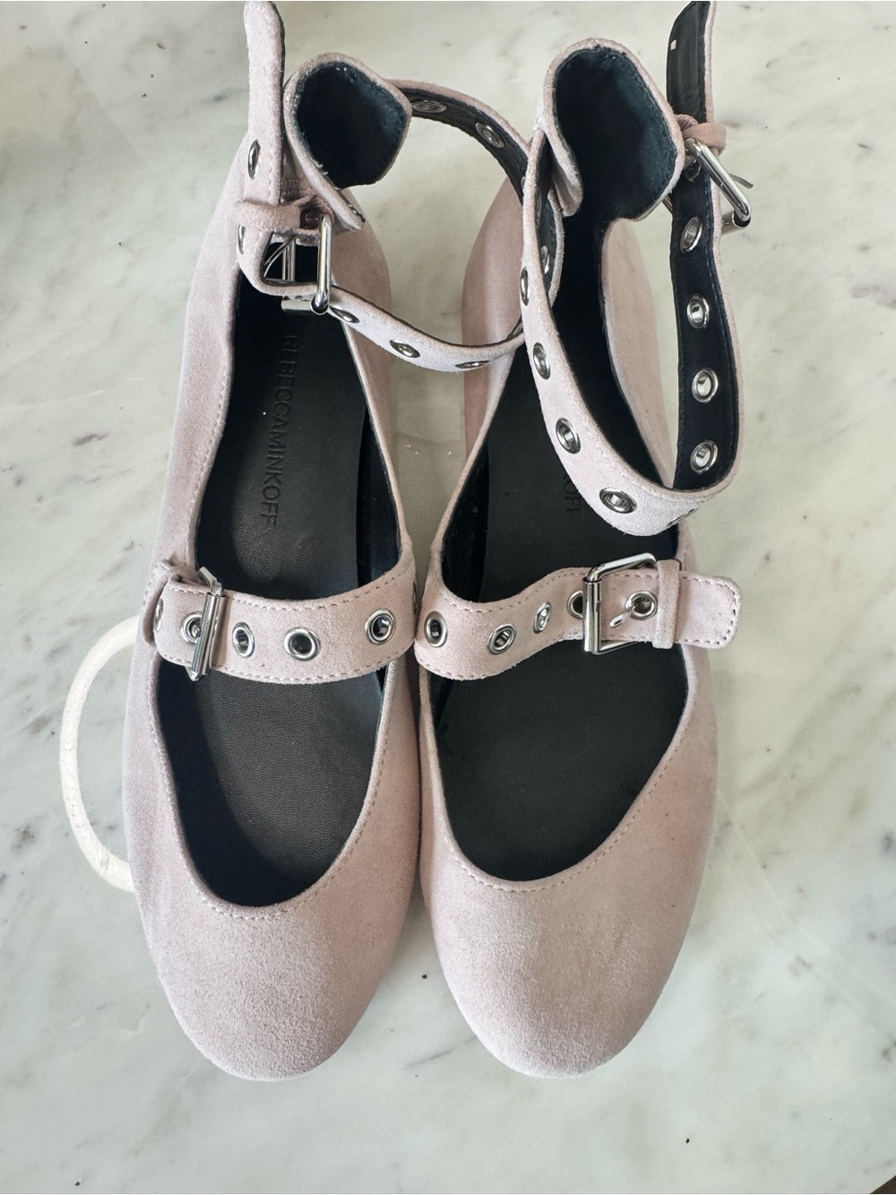 Rebecca Minkoff pink Suede Ankle-Strap Flats